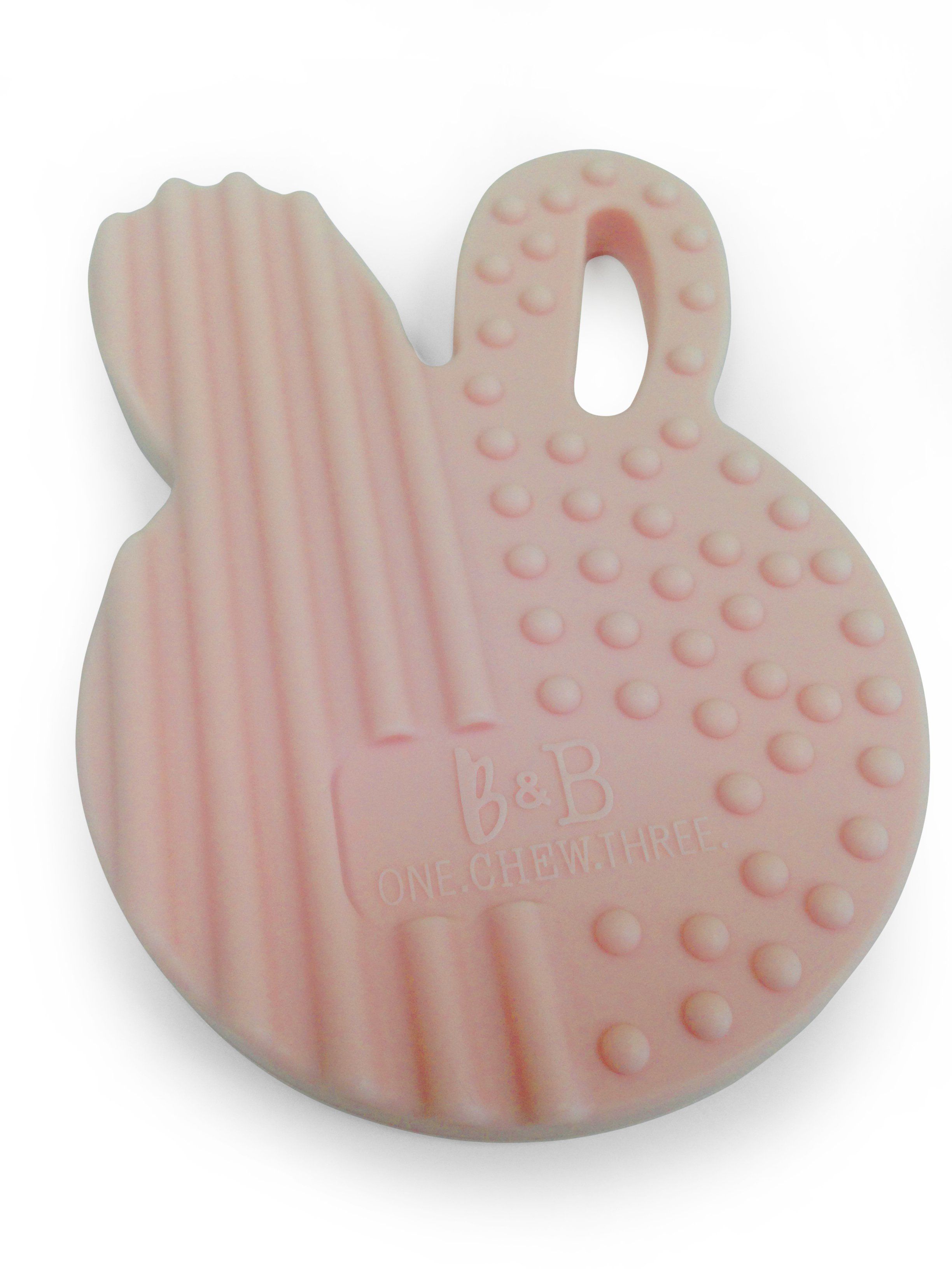 One.Chew.Three - Bunny Silicone Teething Disc - Pink