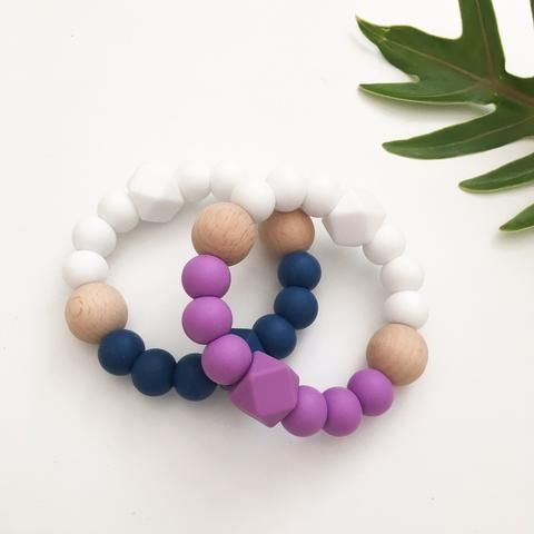 One.Chew.Three - Textured Silicone Teether - Navy