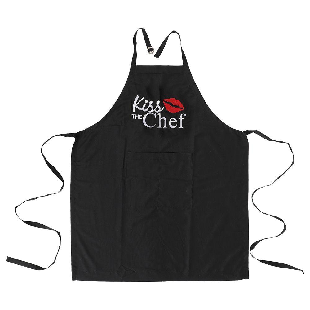 Regal Fabrics - Apron - Kiss The Chef - Black