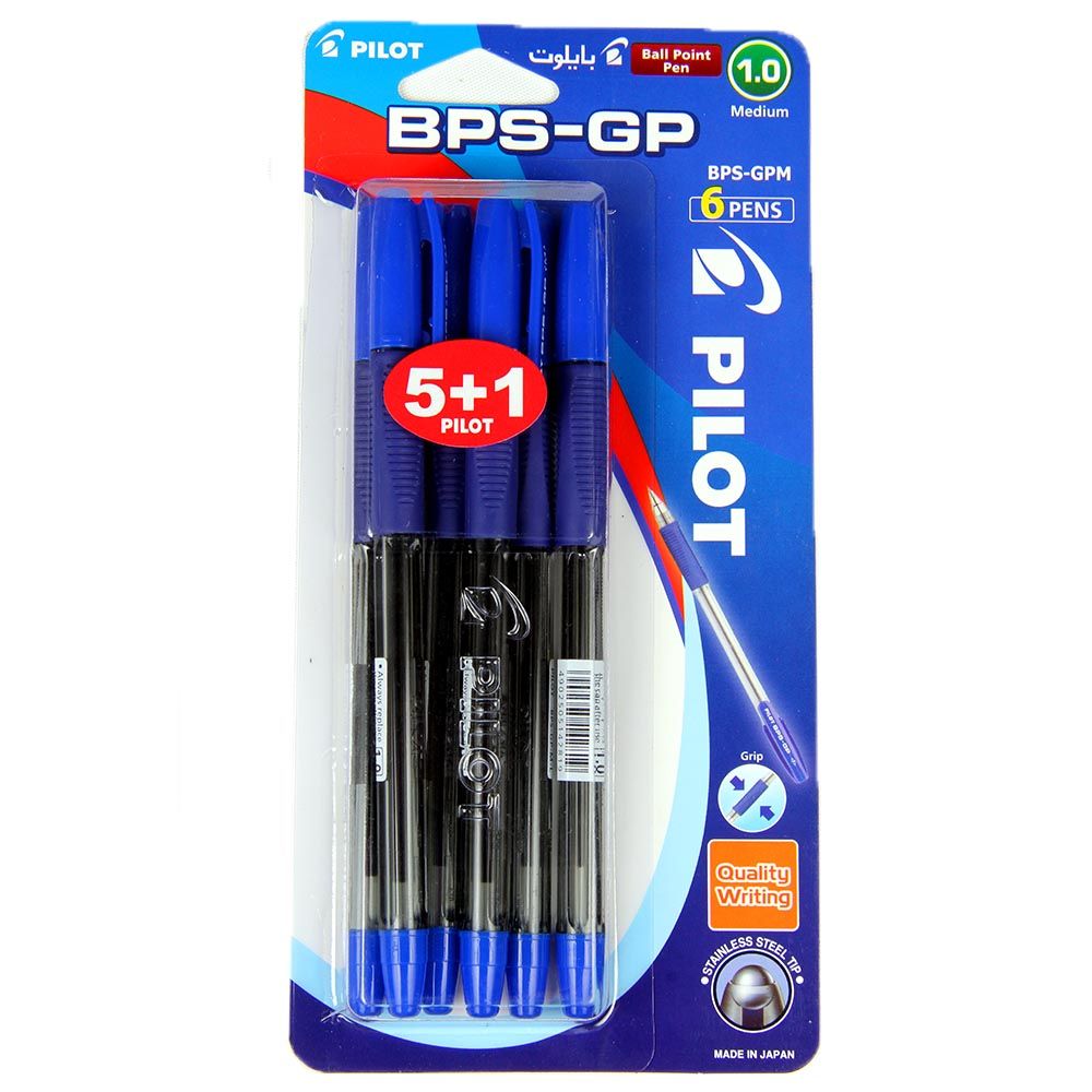 Pilot - Ballpoint Pen Grip Med 6pc  - Blue