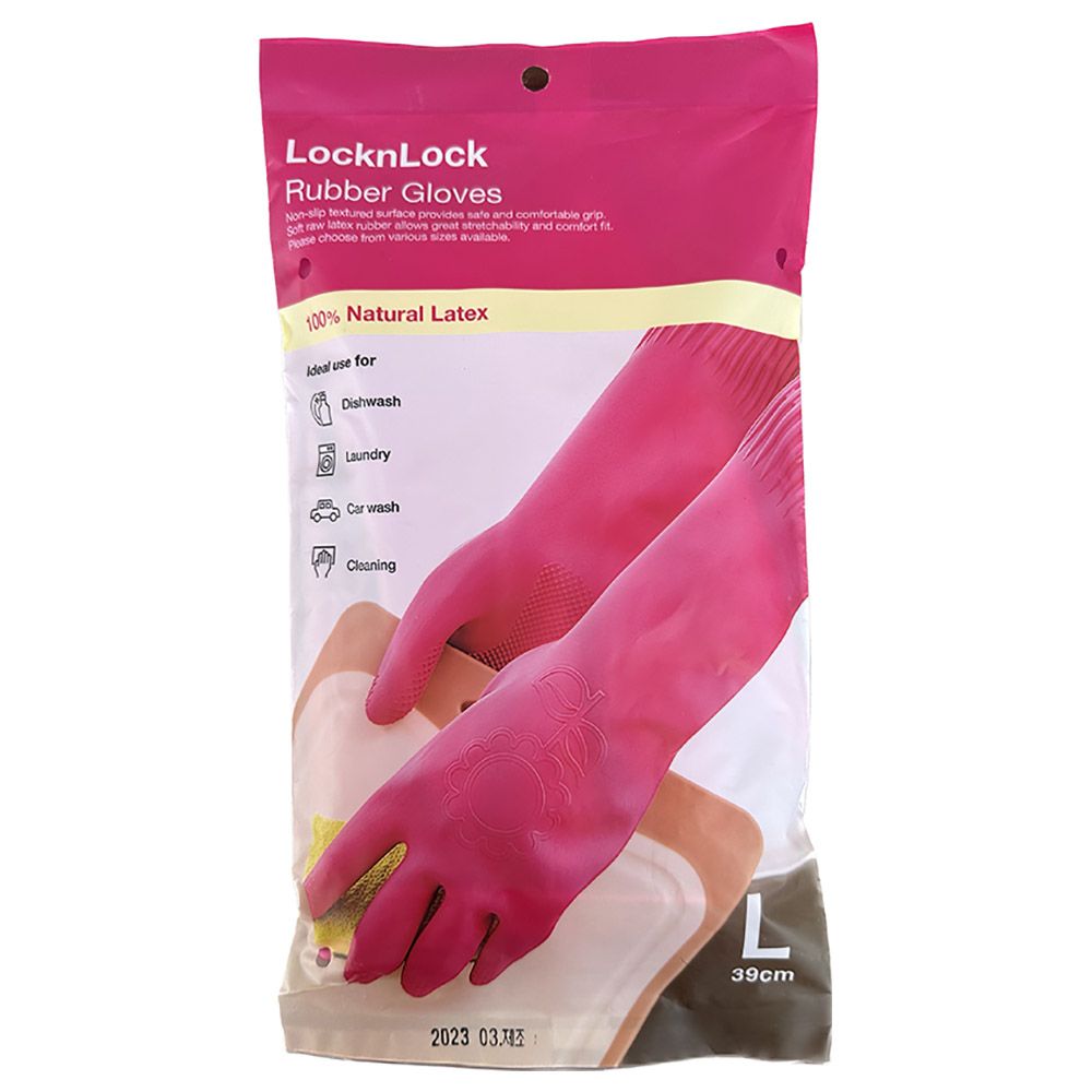 Lock&Lock - Rubber Gloves 39cm - Large - Pink