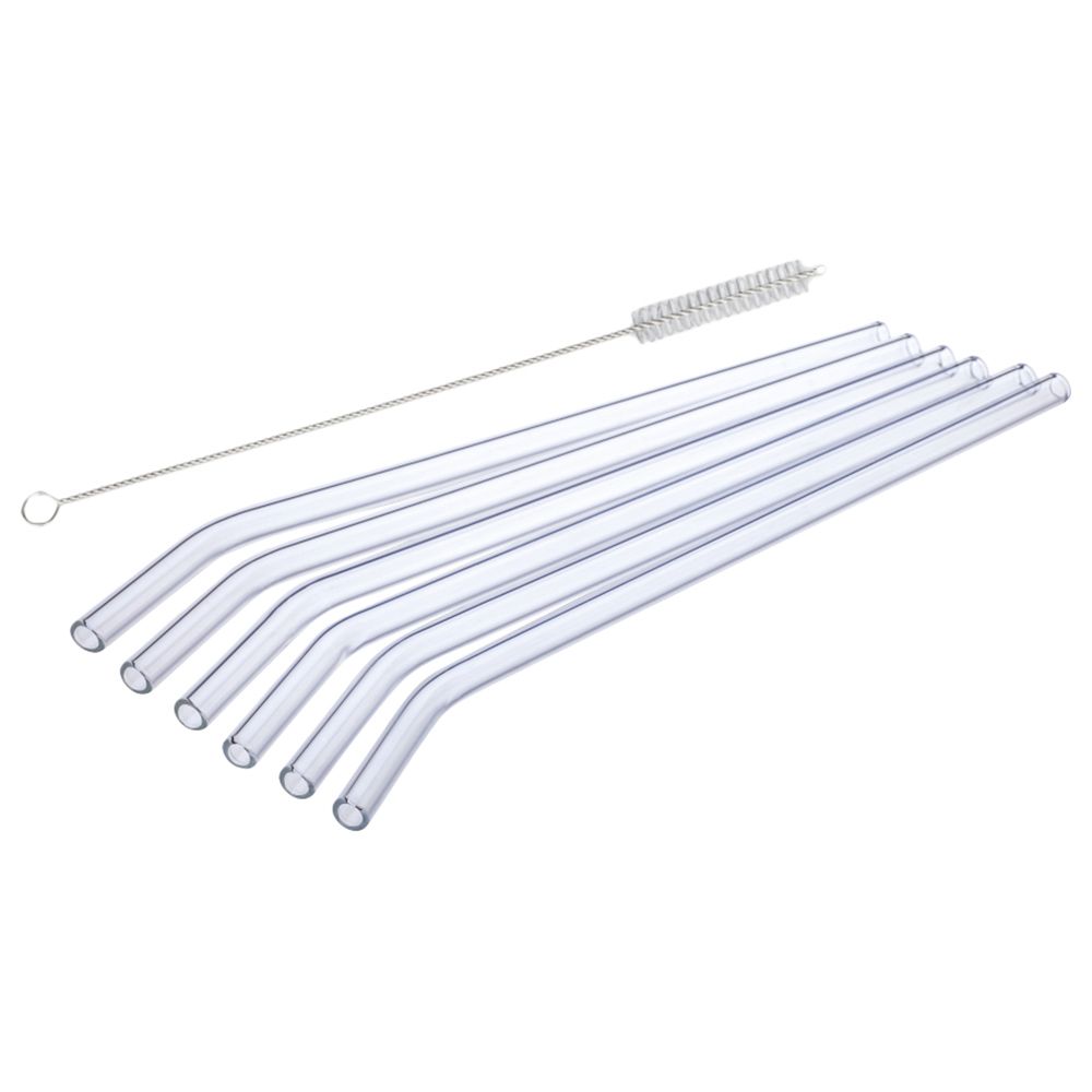 Simax - Glass Drinking Straws Bent - 20cm - Pack of 6 - Clear