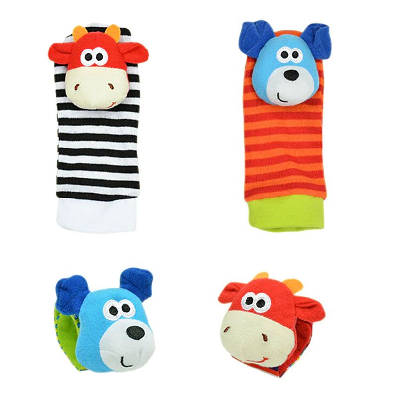 Factory Price - Wrist Rattle & Foot Finder Socks - Animal Design B