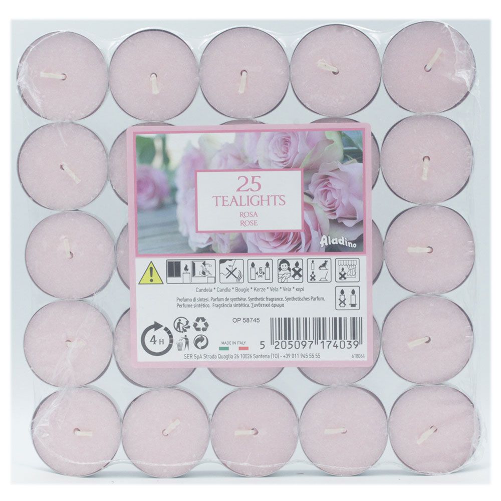 Aladino - 25 Tea light Candles - Rose