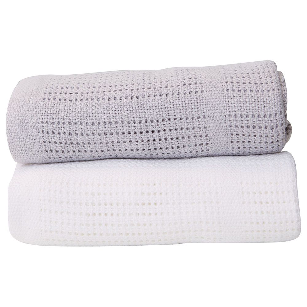 Baby Elegance - Cellular Blanket - Pack Of 2 - Grey/White (Exclusive)