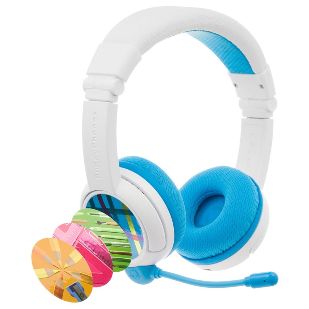 BuddyPhones - SchoolPlus Wireless Headphones With Boom Mic - Blue