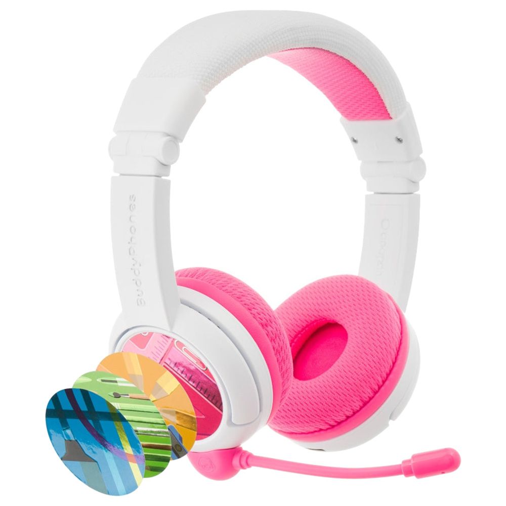 BuddyPhones - SchoolPlus Wireless Headphones With Boom Mic - Pink