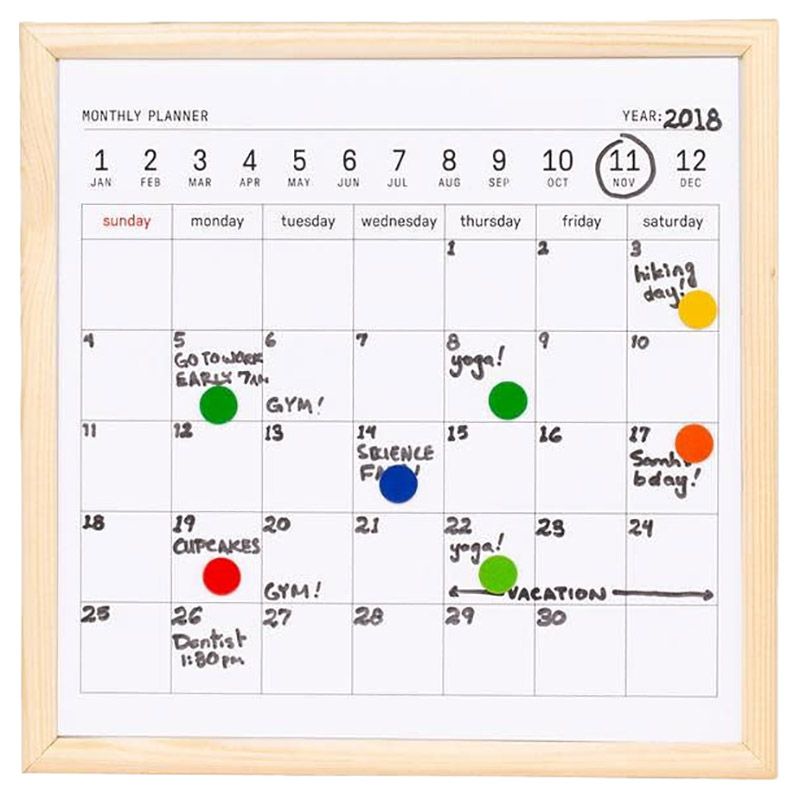 Kikkerland - Mini White Board Calendar - White