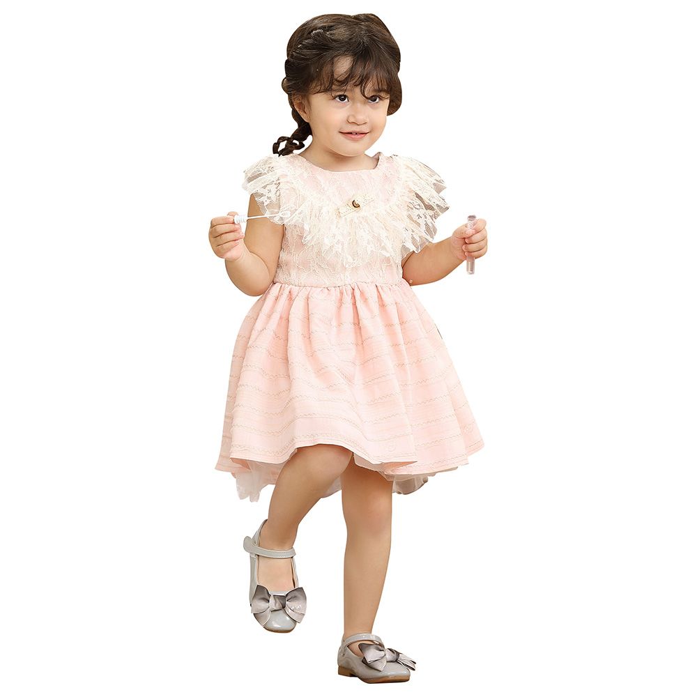 Smart Baby - Baby Girl Sleeveless Party Dress - Baby Pink