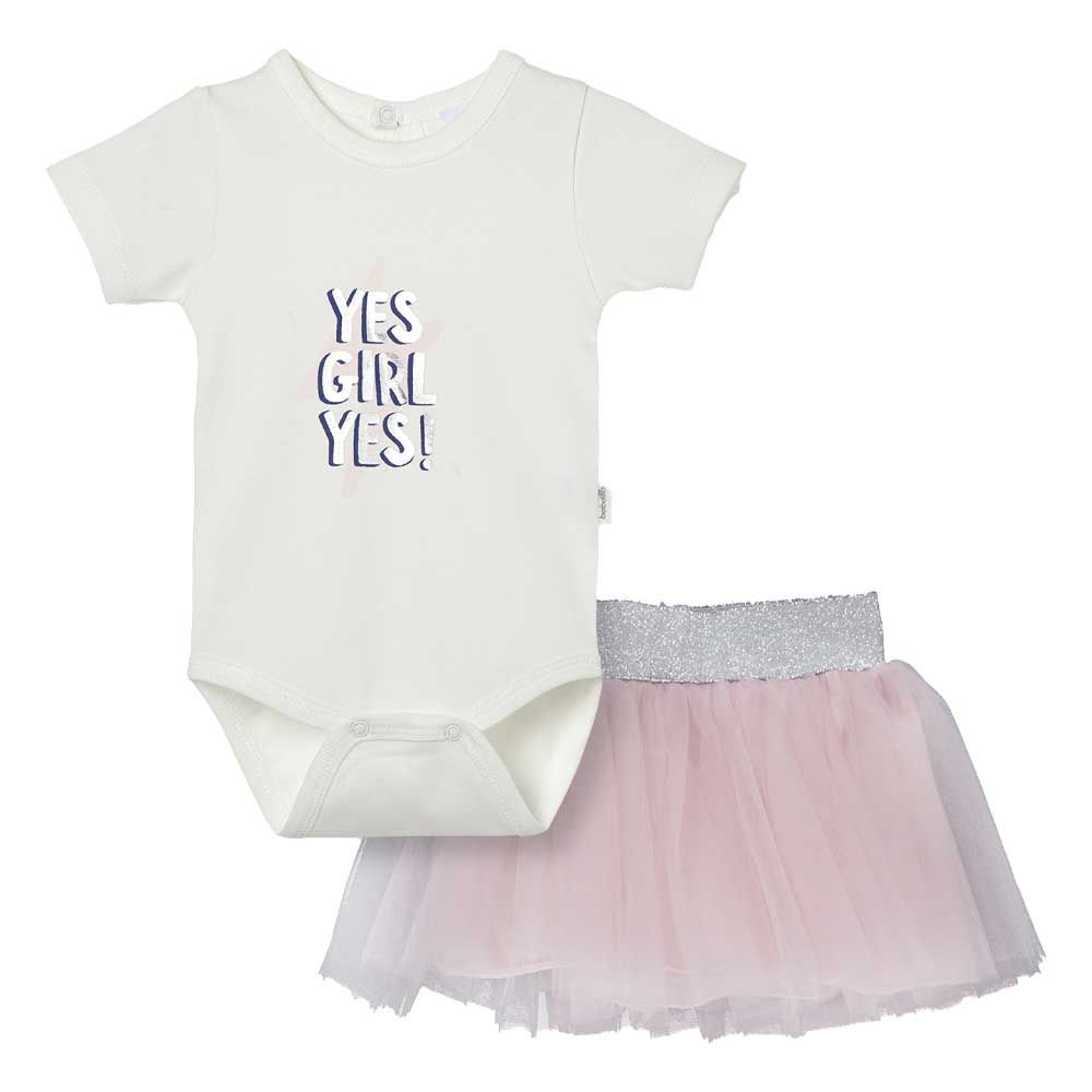 Bebetto - 2pc-Set Baby Girl Bodysuit & Skirt - White/Pink