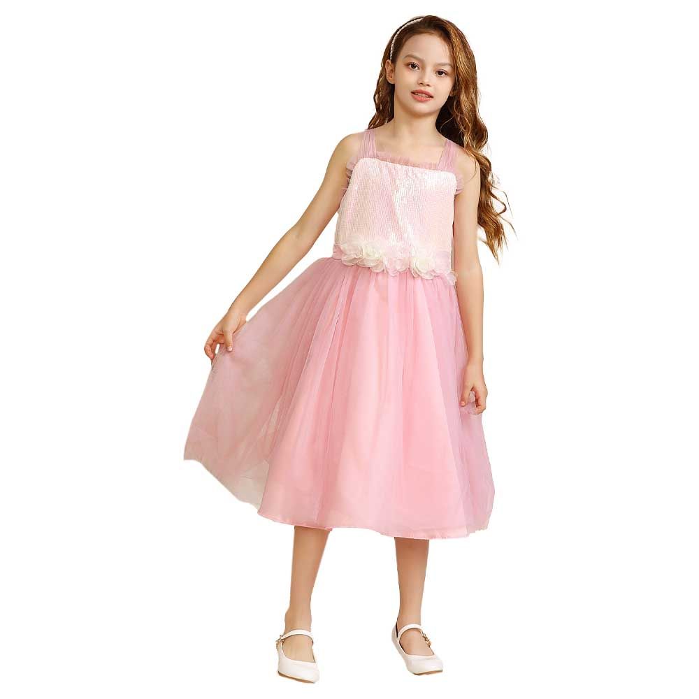 Le Crystal - Girl Sleeveless Party Dress - Pink