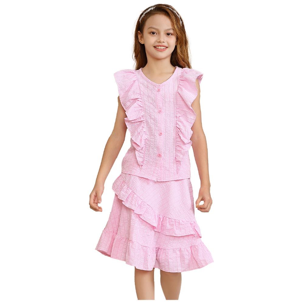 Genius - 2pc-Set - Girl Top W/ Skirt - Pink