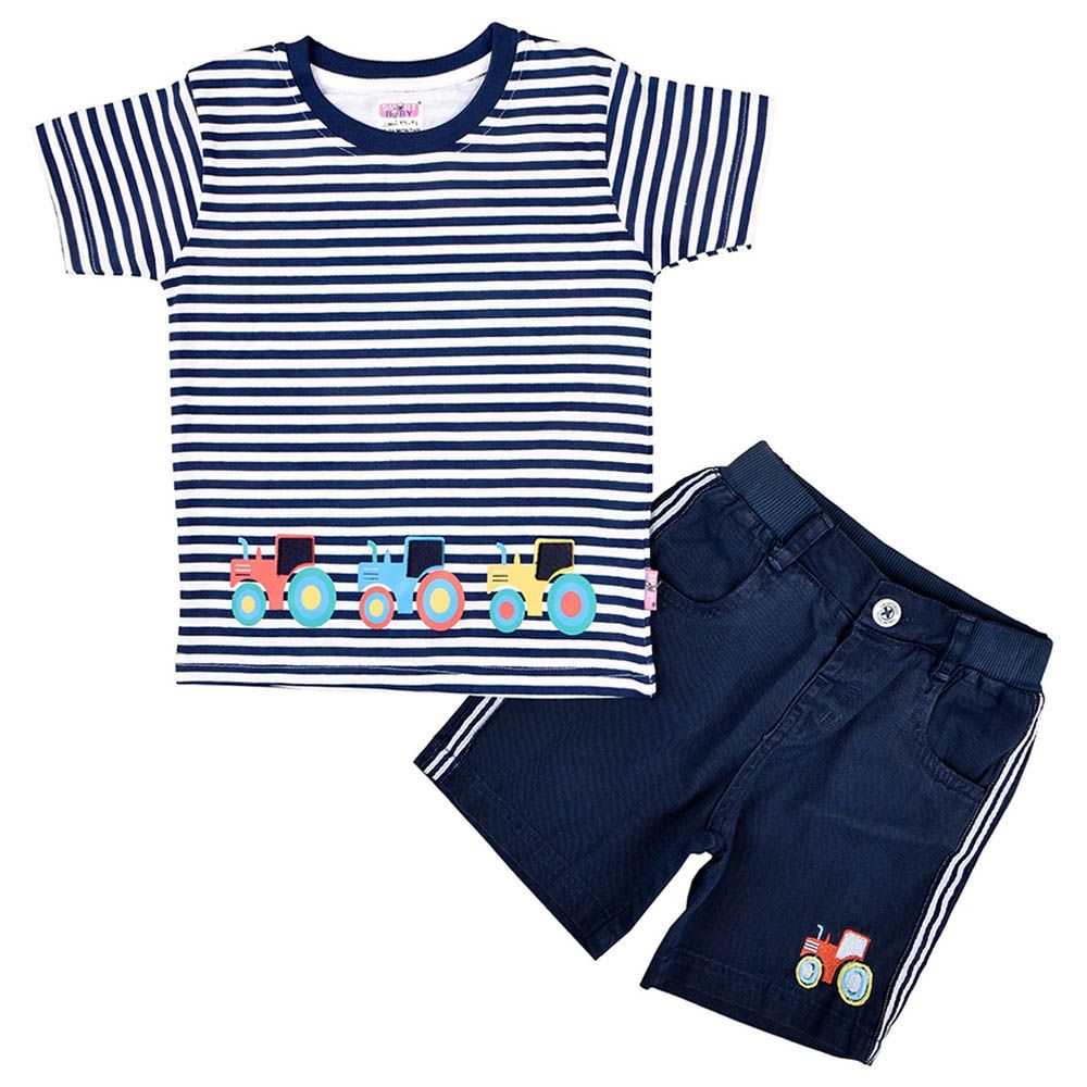 Smart Baby - 2pc-Set - Baby Boy T-Shirt & Bermuda - Striped