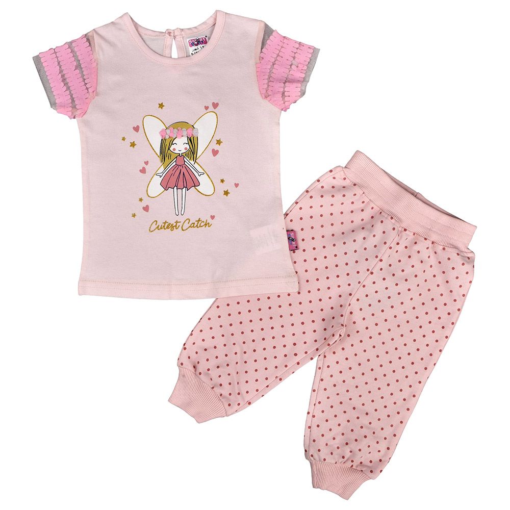 Smart Baby - 2pc-Set - Baby Girl Top & Joggers - Rose Peach