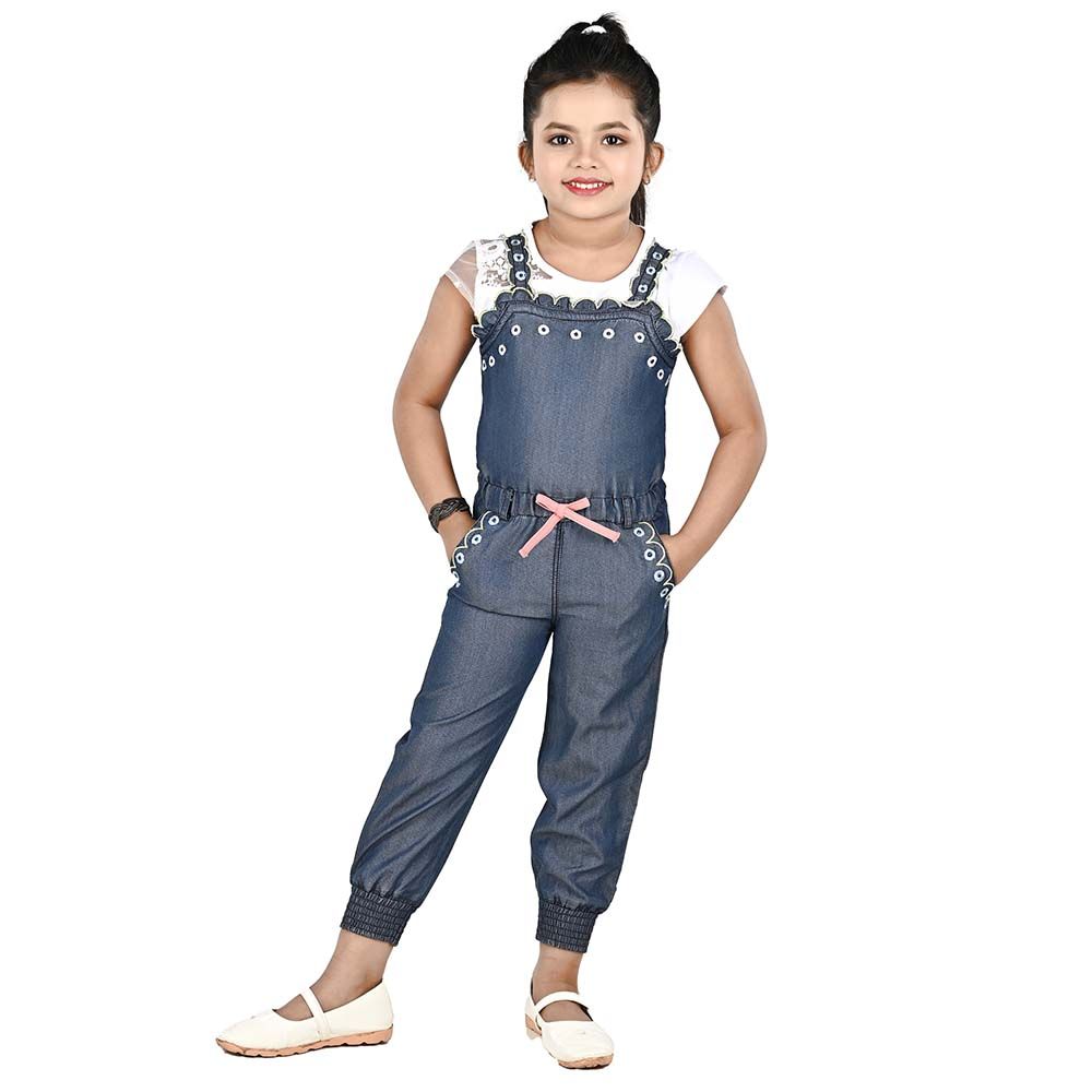 Flower Girl - Baby Girls Dungaree - Blue