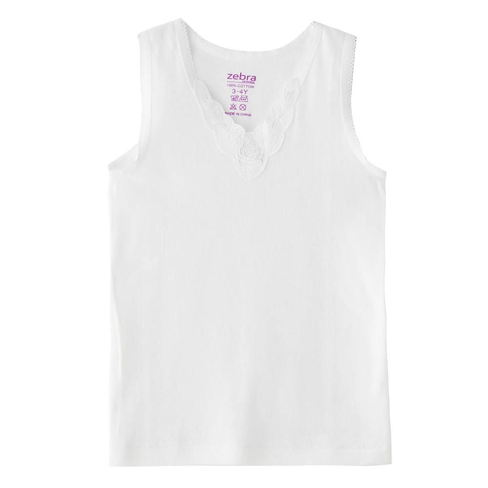 Zebra Crossing - Girls solid Vest - White