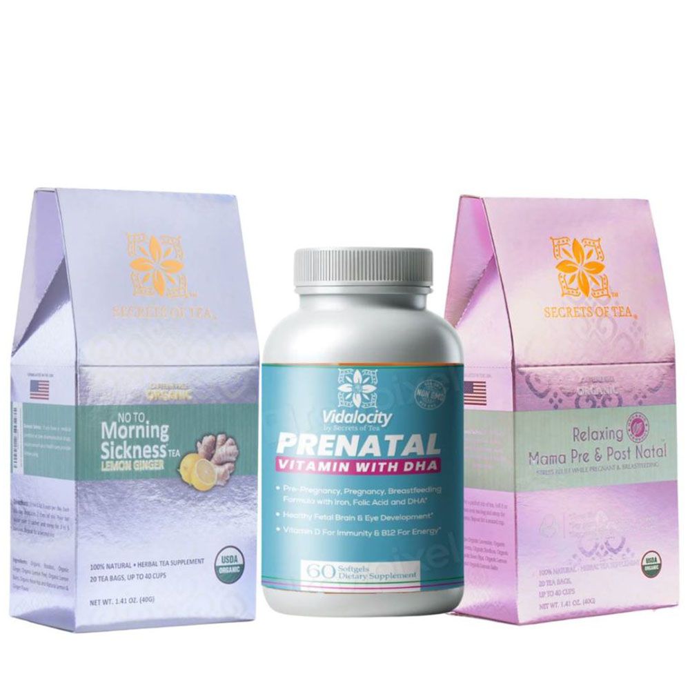 Secrets Of Tea - Morning Sickness Tea w/ Prenatal Vitamins & Stress Relief Tea