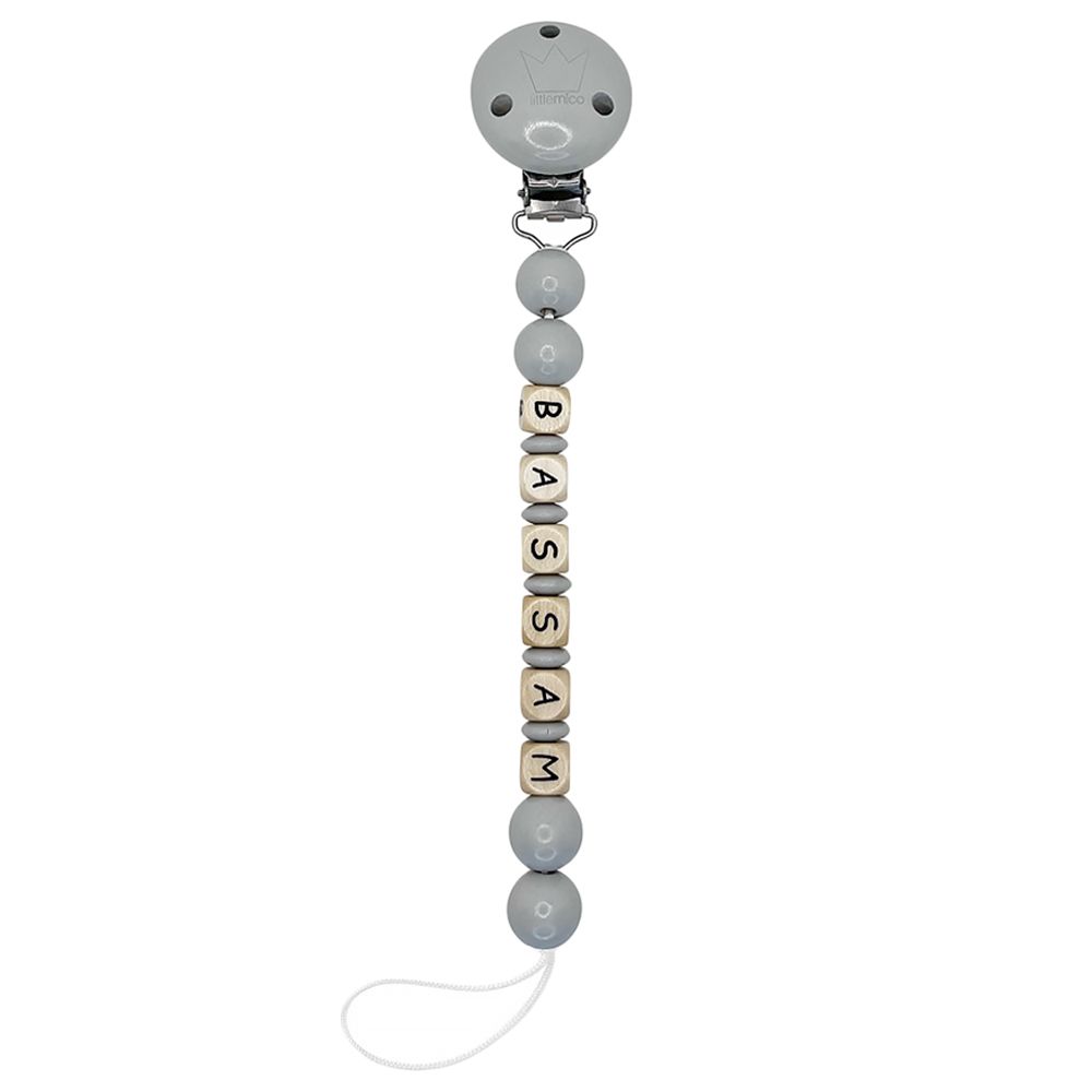 LittleMICO - Personalised Wood Pacifier Holder - Grey