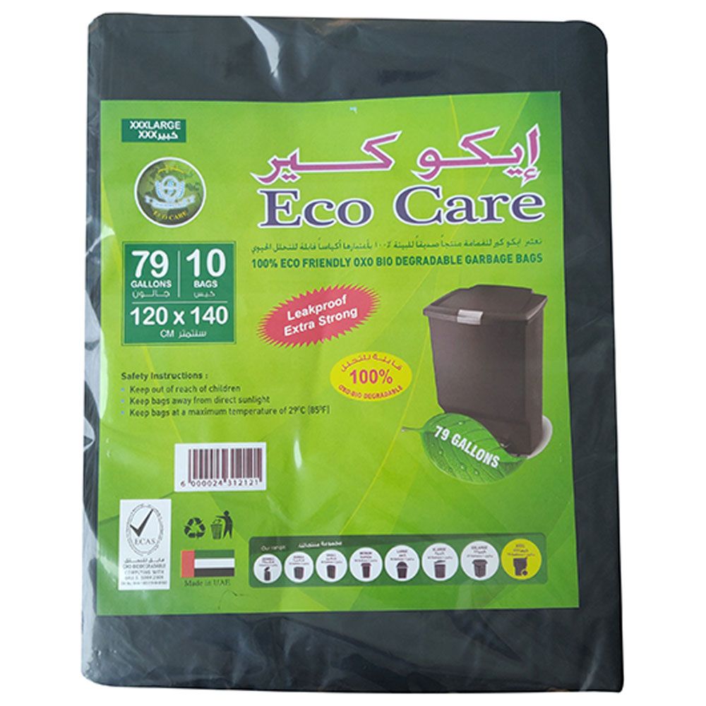 Eco Care - Black Garbage Bag Sheet - 10 Bags - 79 Gallon