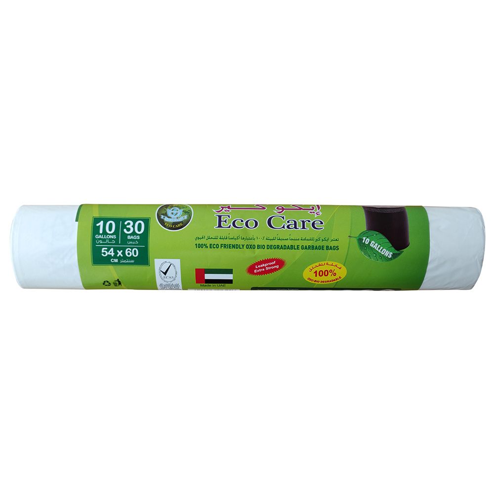 Eco Care - White Garbage Bag Roll - 30 Bags - 10 Gallon