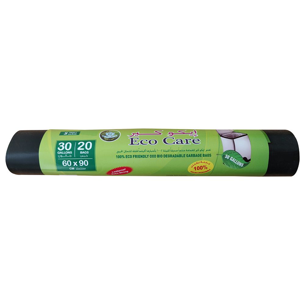 Eco Care - Black Garbage Bag Roll - 20 Bags - 30 Gallon