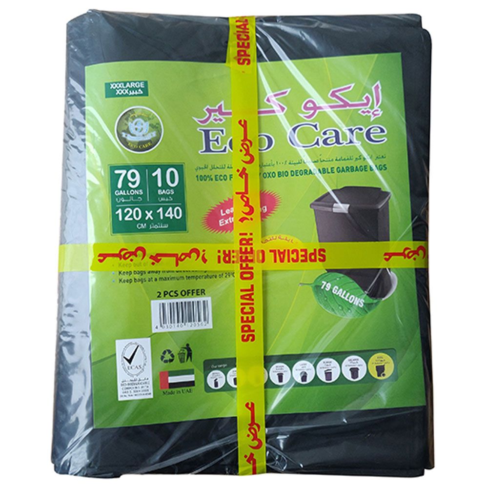 Eco Care - Black Garbage Bag Sheet 10 Bags - Pack of 2