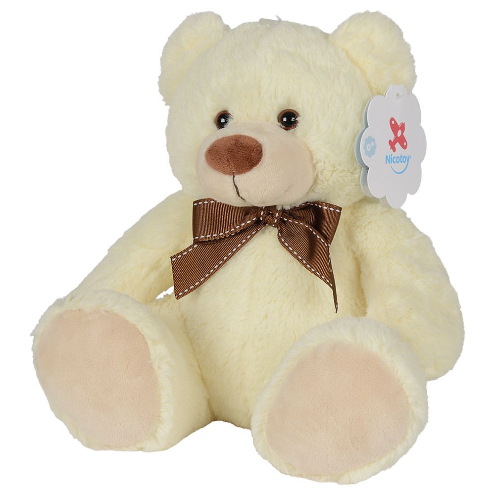 Nicotoy - Sitting Bear With Ribbon 26cm - Beige