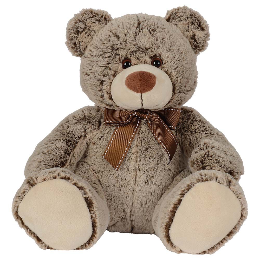 Nicotoy - Sitting Bear With Ribbon 26cm Dark Brown