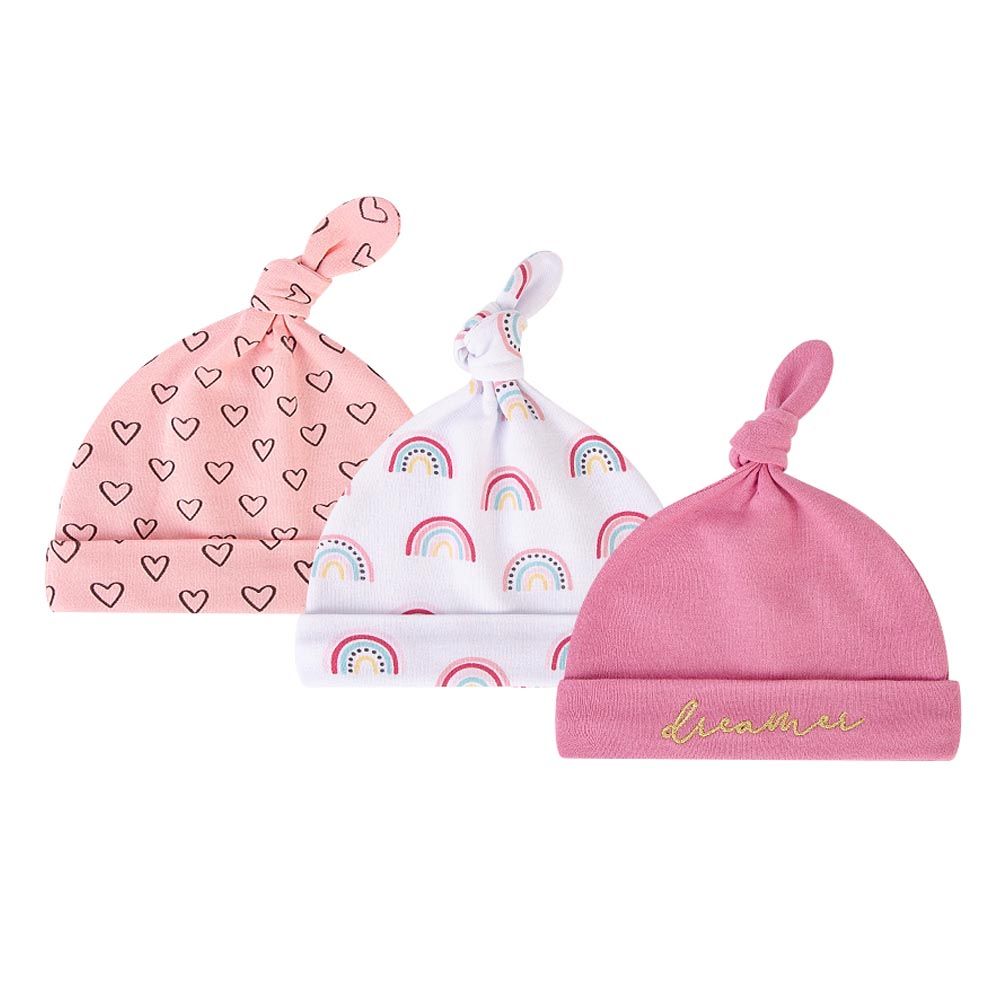 Hudson Childrenswear - 3pc-Set Cotton Caps Set - Over The Rainbow