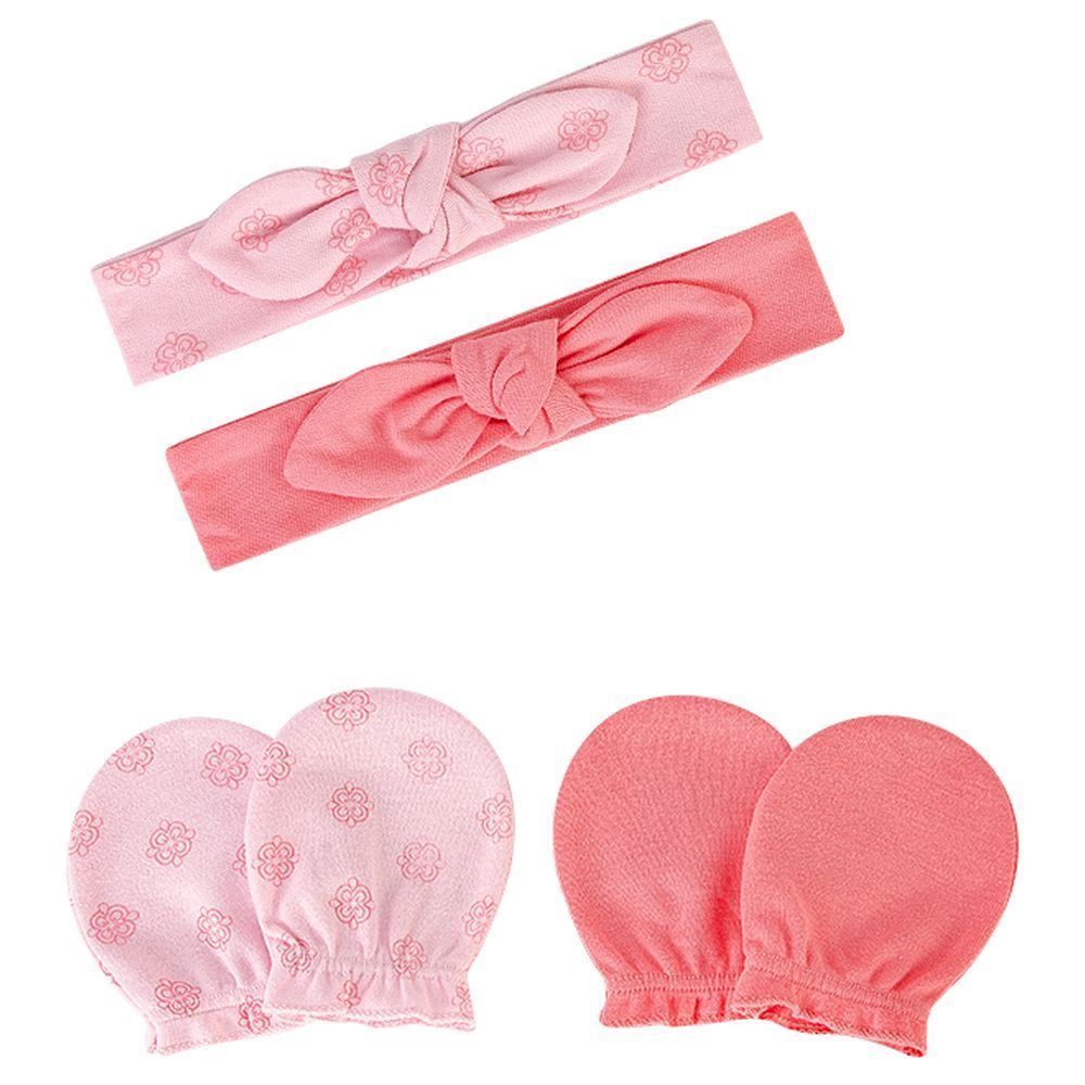 Hudson Childrenswear - 4pc-Set - Headband & Scratch Mitten - Blush