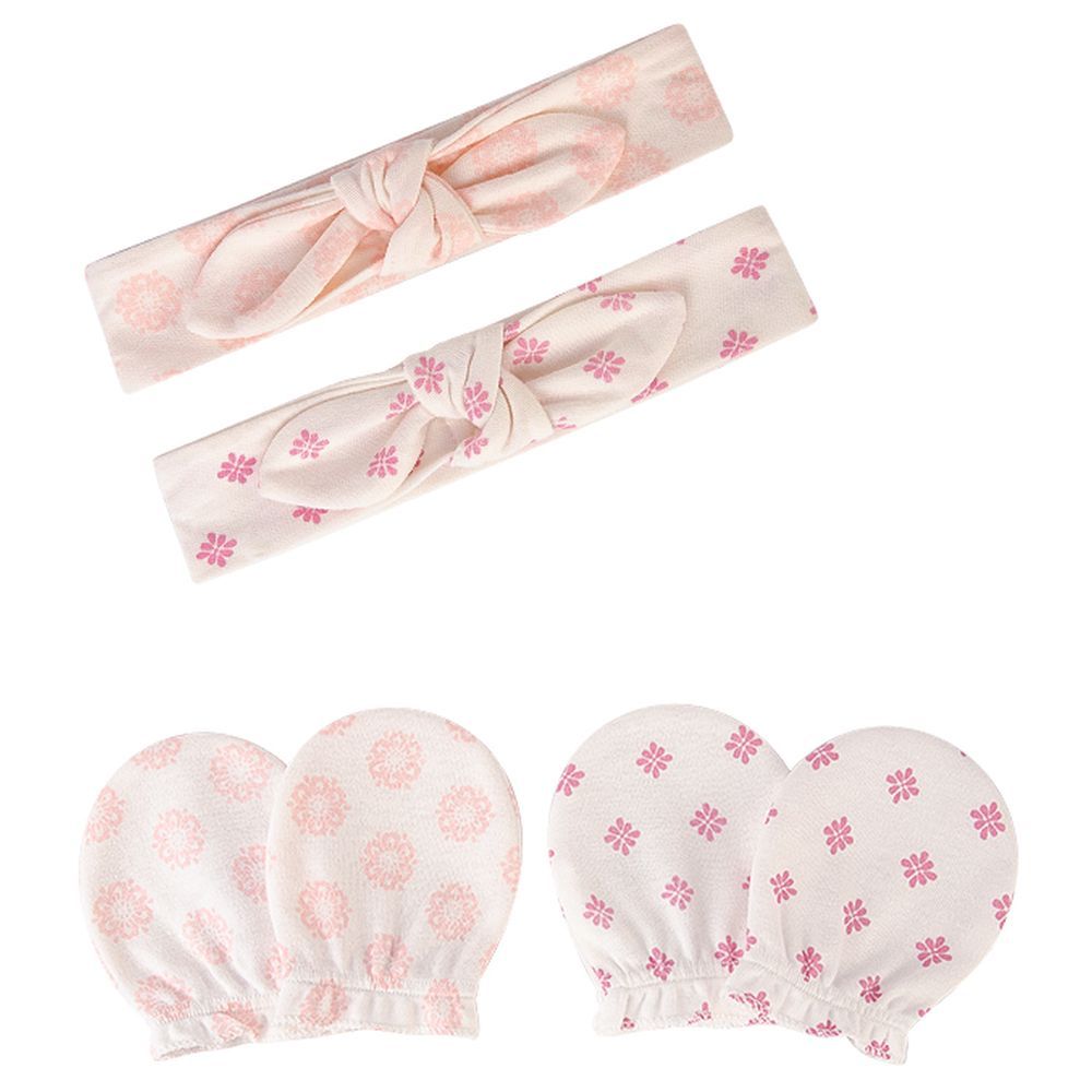 Hudson Childrenswear - 4pc-Set - Headband & Scratch Mitten - Daisy