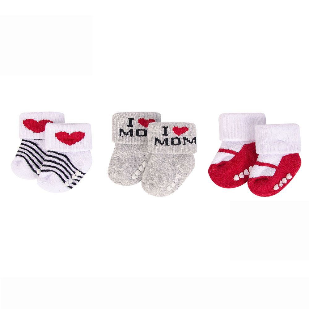 Hudson Childrenswear - Baby Girl Socks - Pack of 3 - I Love Mom 