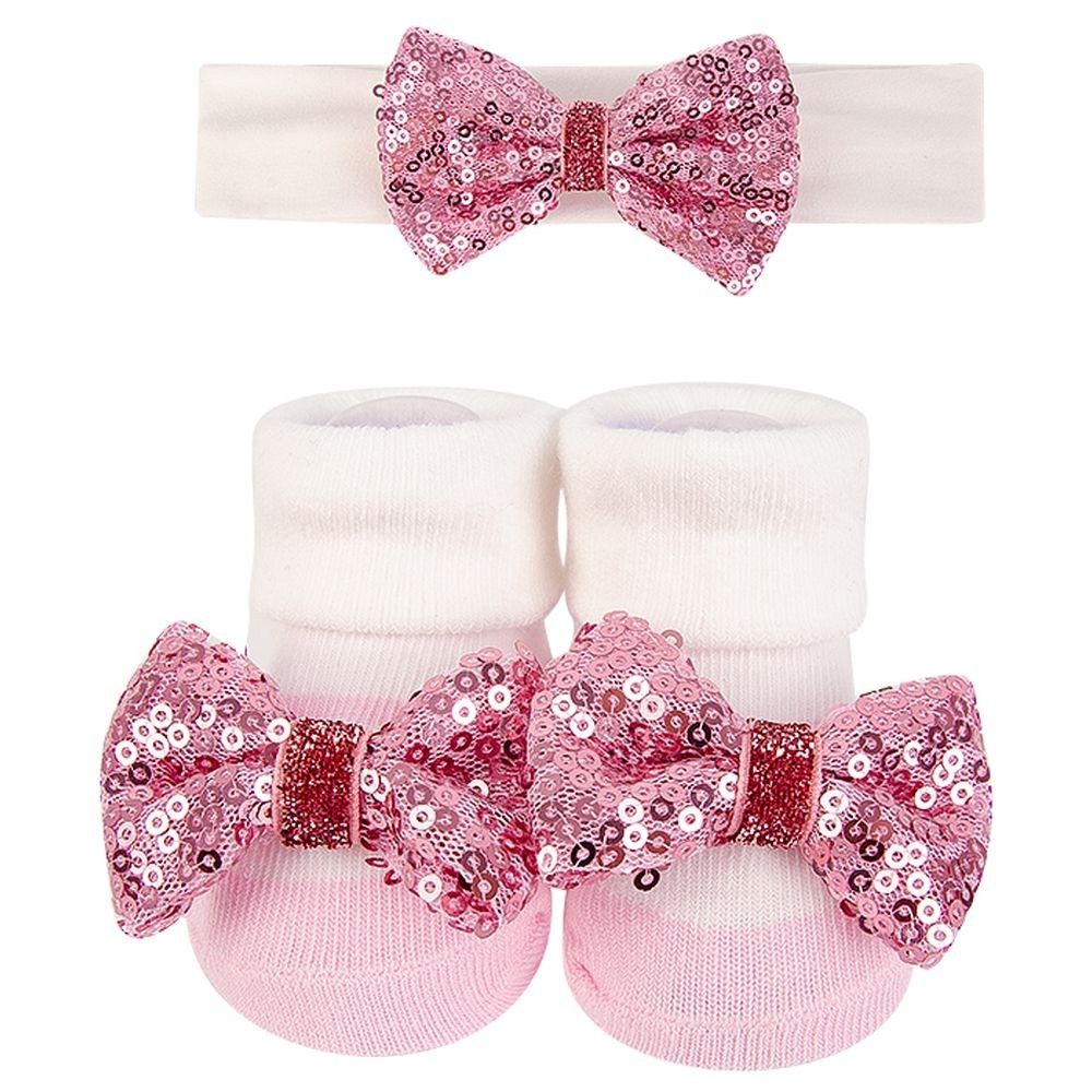 Luxe Headband and sock Giftset Pack of 5 Pink