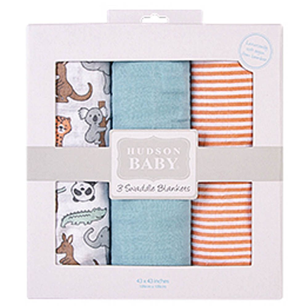 Hudson Childrenswear - Luxe Muslin Swaddles - Pack of 3 - Blue