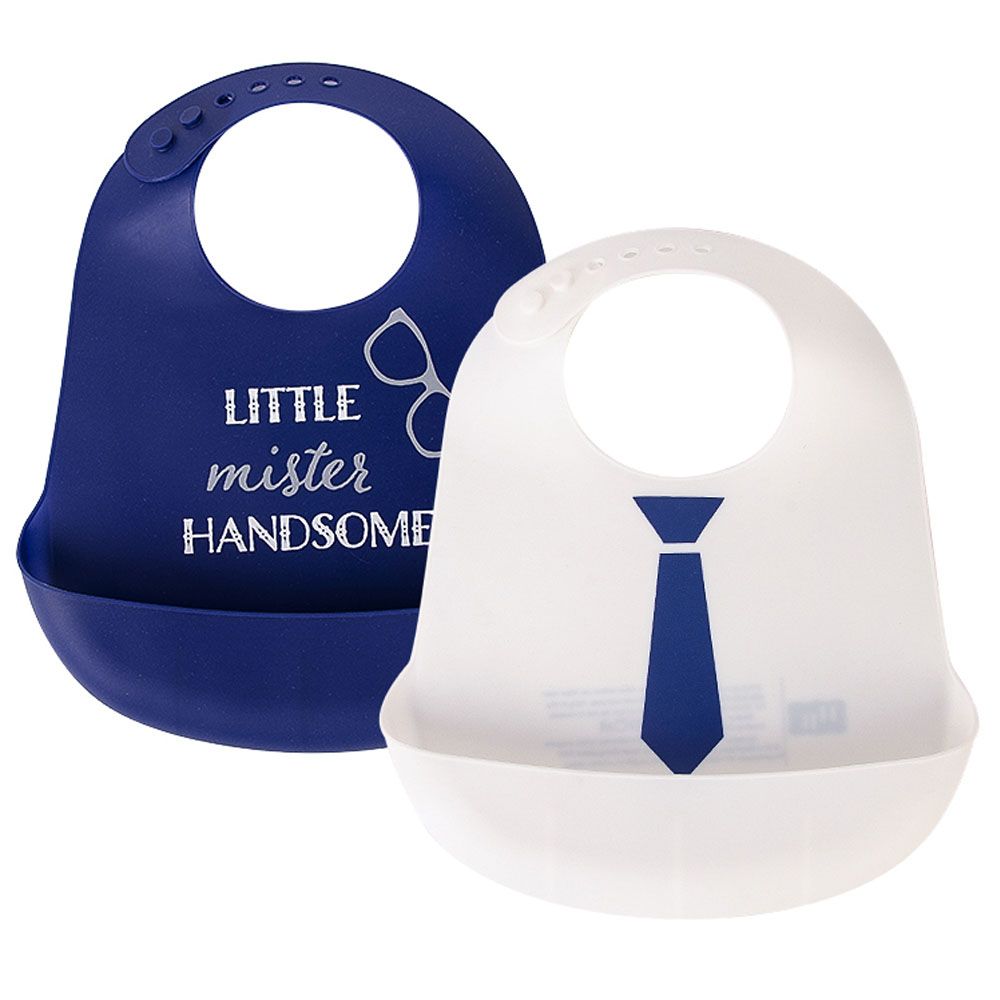 Hudson Childrenswear - Silicone Bibs - Pack of 2 - Lil Handsome