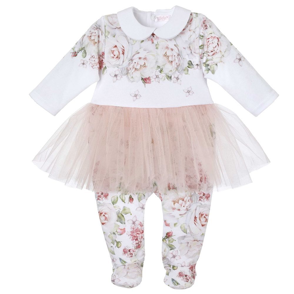 Sofija - Pola Babygrow W/ Tulle Skirt - White