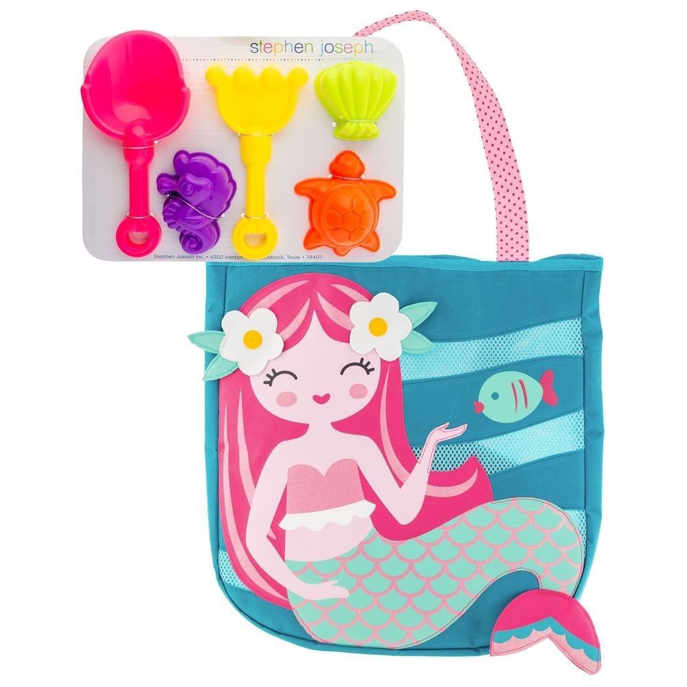 Stephen Joseph - Beach Tote w/ Sand Toy Playset - Mermaid