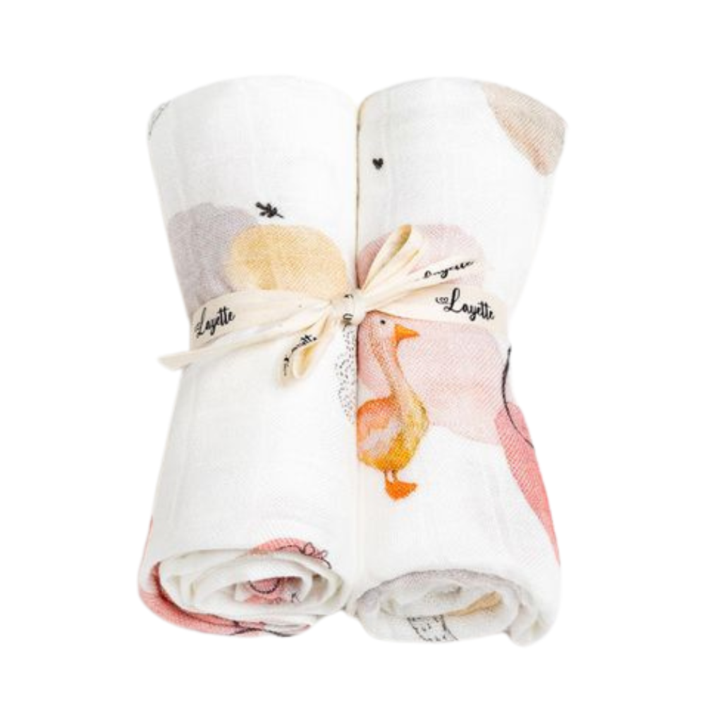 Layette - 2pc-Set - Luxury Bamboo Medium Swaddle - Goose