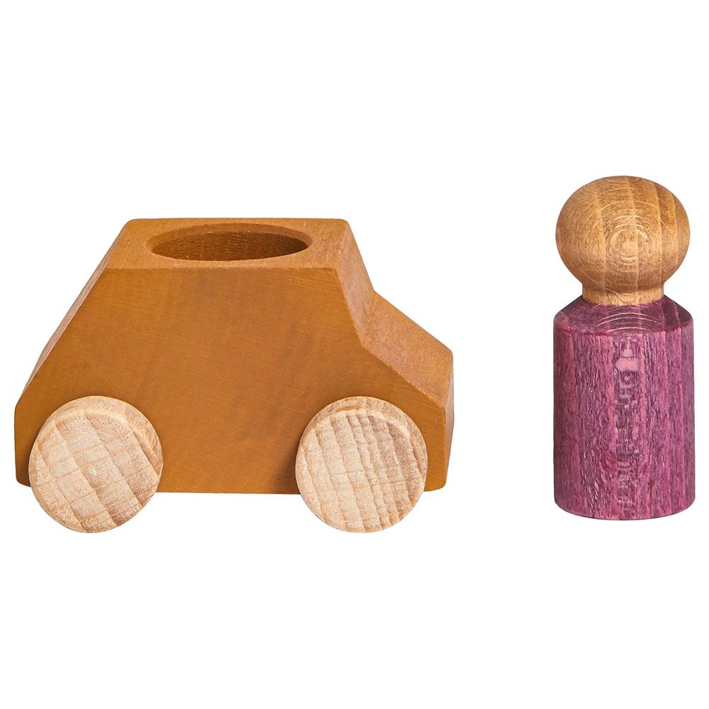 Lubulona - Ochre Wooden Car W/ Figure