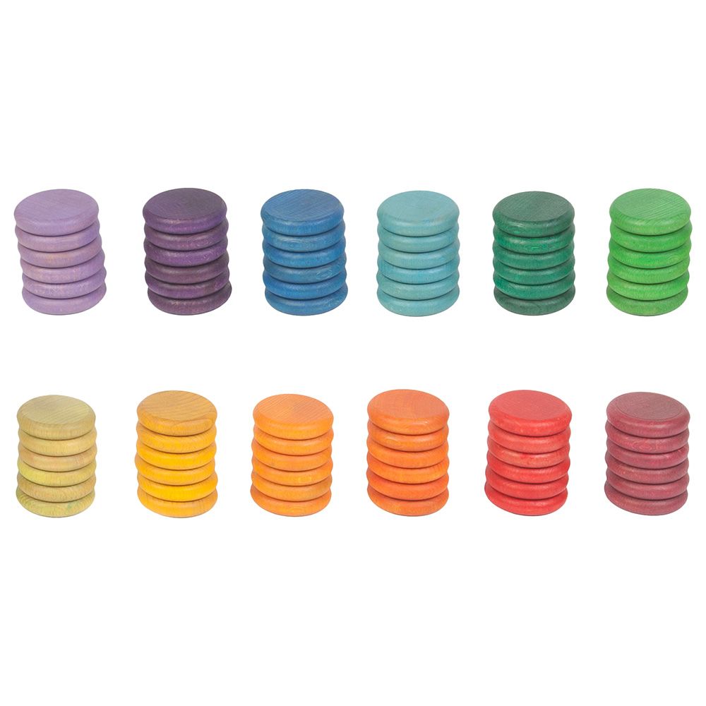 Grapat - Wooden Coloured Coins 72pcs