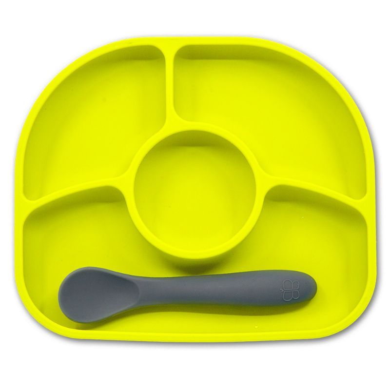 BBLuv - Yumi Anti-Spill Silicone Plate & Spoon Set - Lime