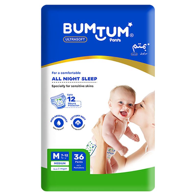 Bumtum - Baby Super Jumbo Pants Style Diaper - M - 36Pcs