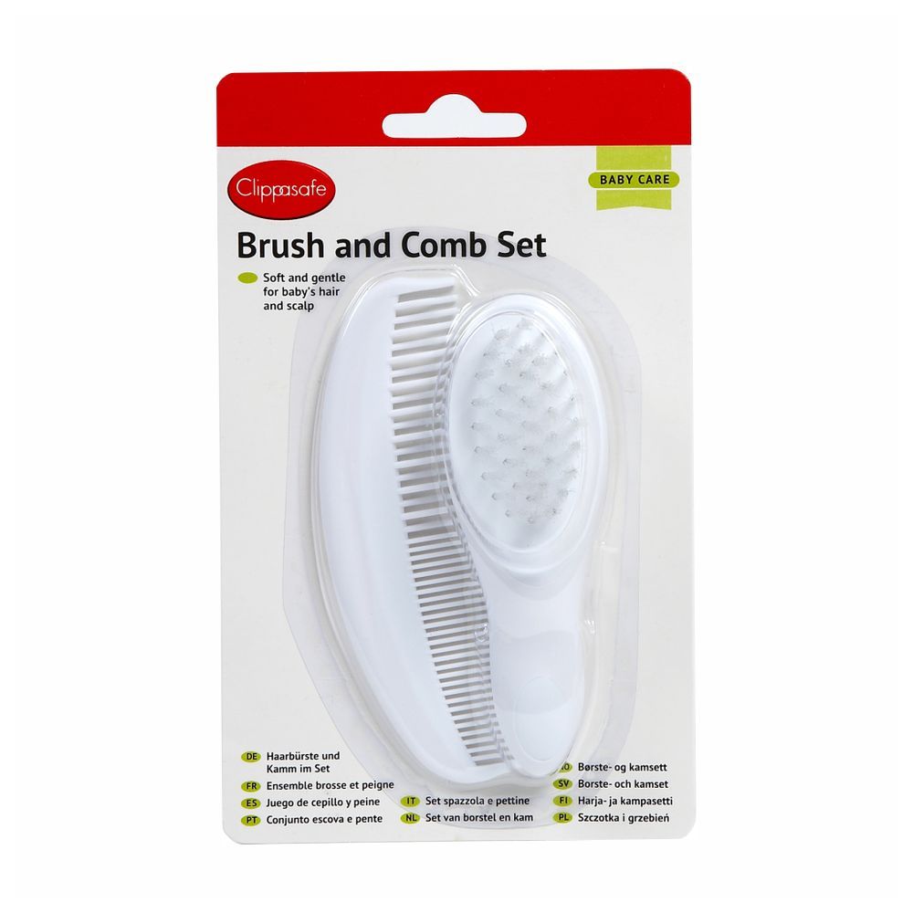 Clippasafe - Baby Brush & Comb Set - White