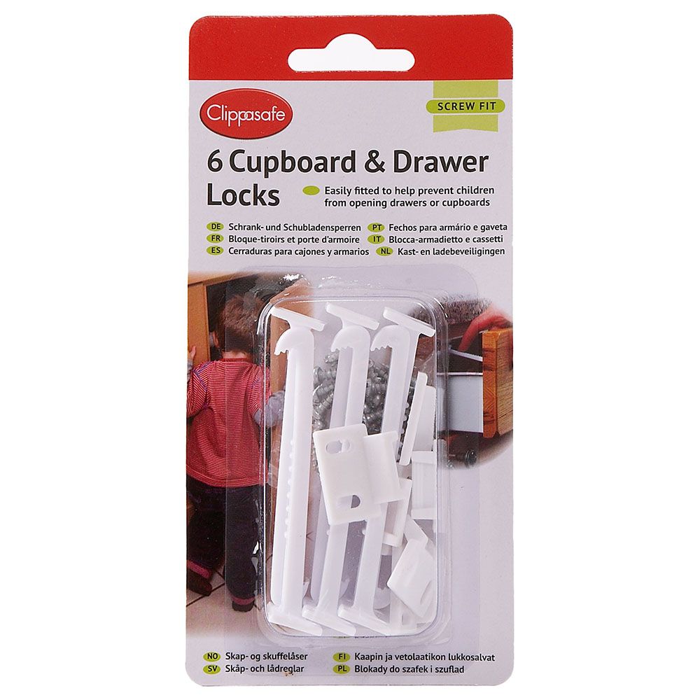 Clippasafe Cupboard & Drawer Locks - Pack Of 6