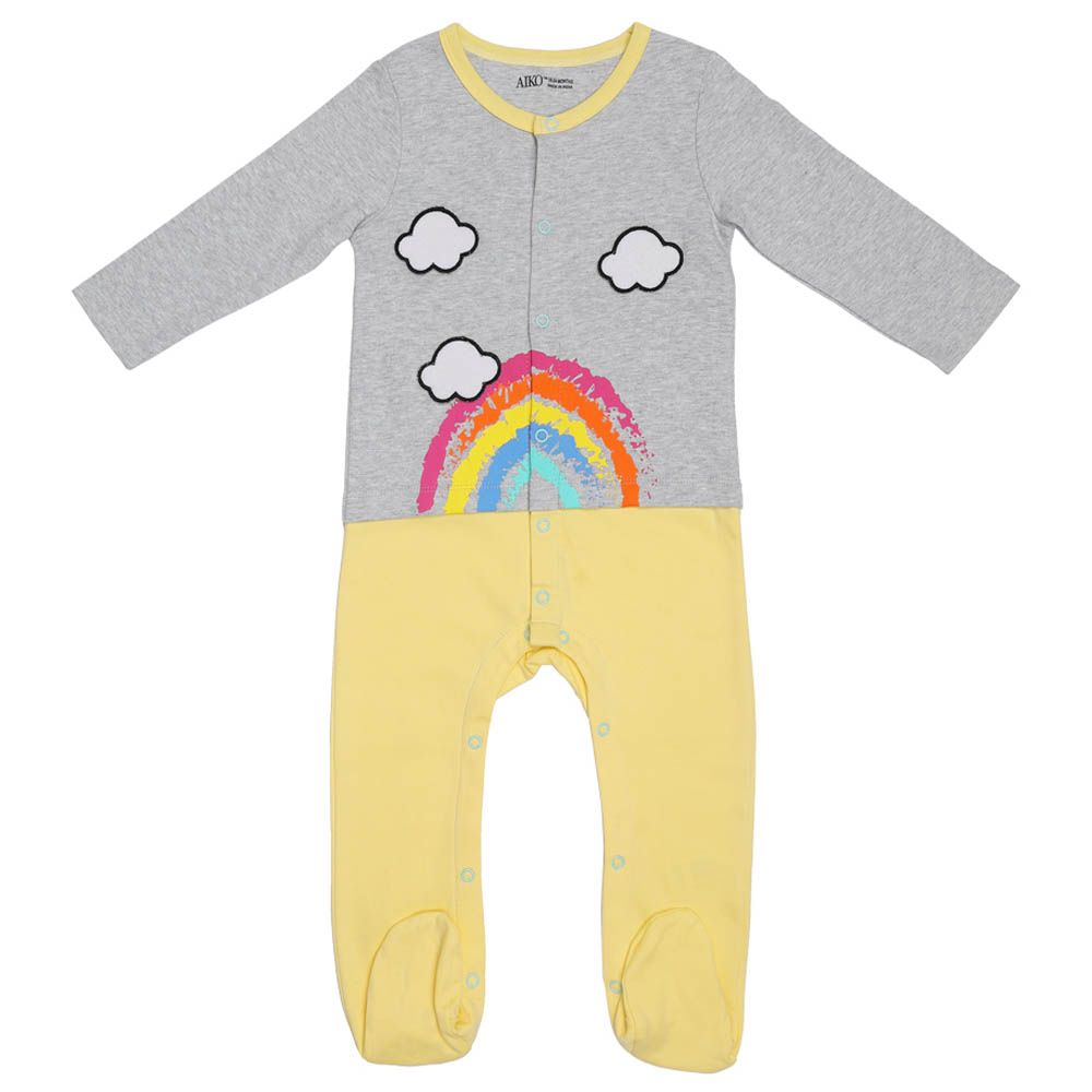 Aiko - Infants Cute Eternal Smiles Footed Jumpsuit - Grey