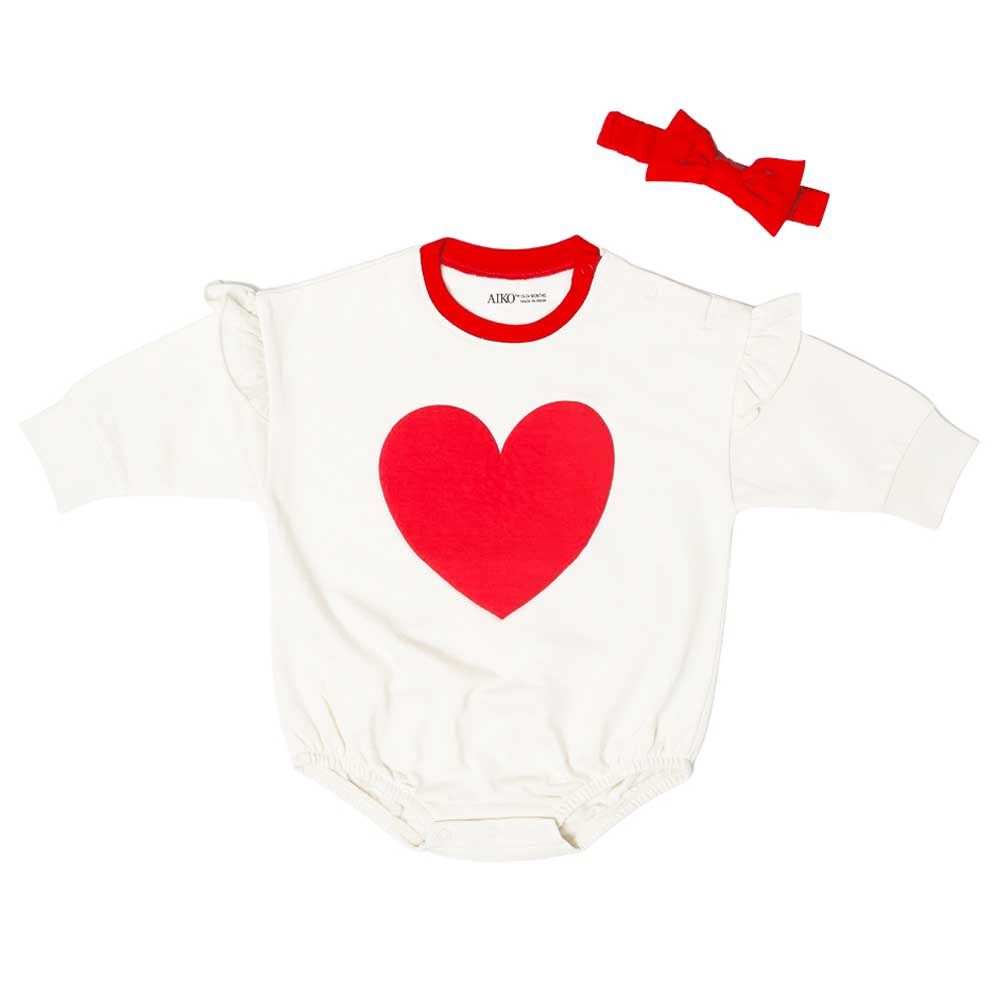 Aiko - Baby Heart Design Bodysuit W/Headband