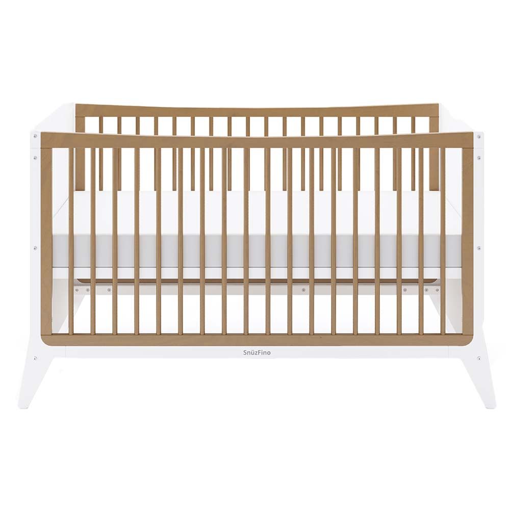 Snuz - Fino Cot Bed W/ 2 Mattress Height & Safety Rails - White/Natural