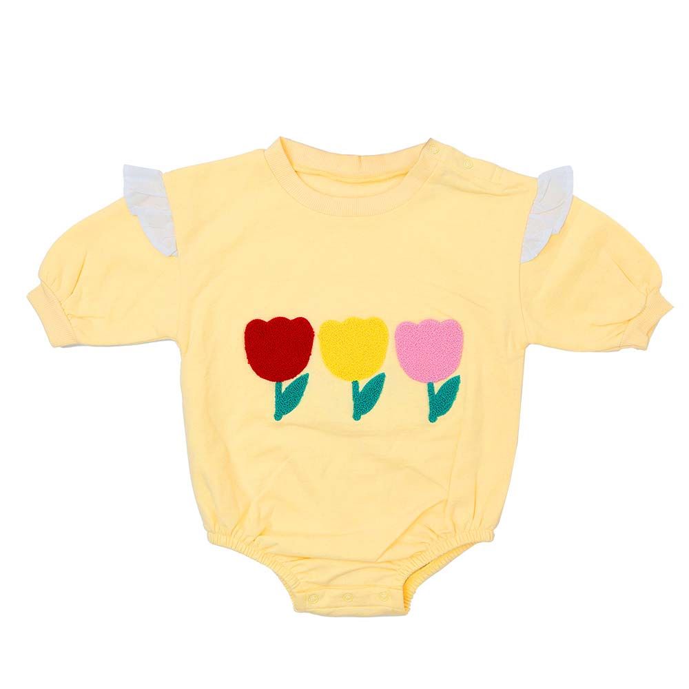 Aiko - Baby Bodysuit W/Cute Embroidery - Yellow