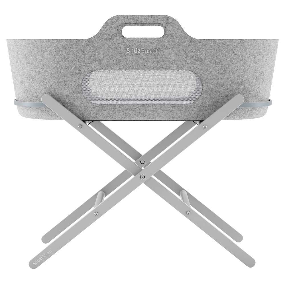 Snuz - Baskit Moses Basket W/ Mattress & Grey Stand Set - Light Grey