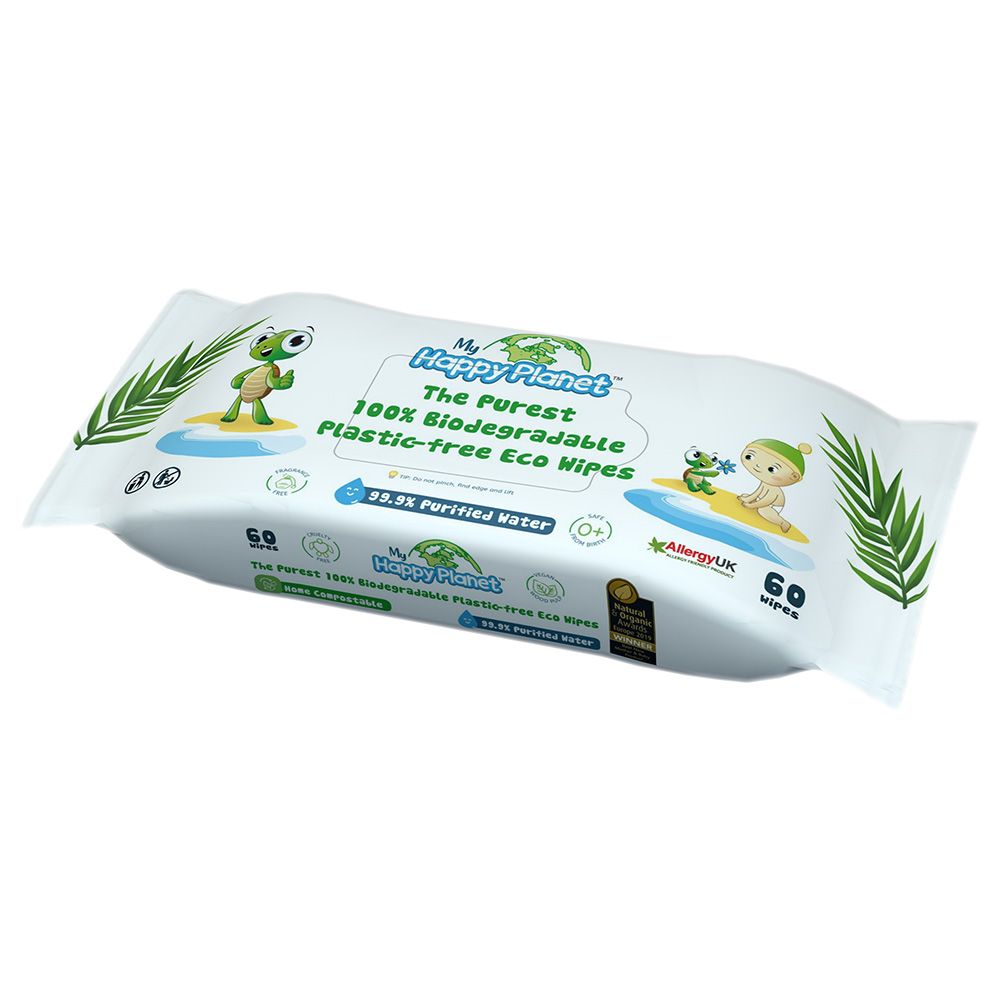 My Happy Planet - 100% Biodegradable Plastic-Free Eco Wipes